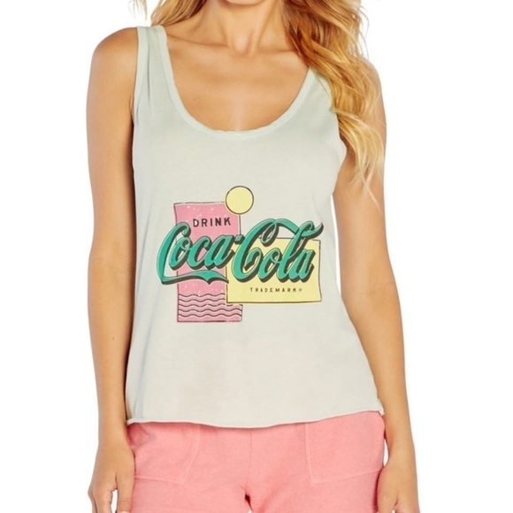 Wildfox Lyla Drink Coke® Soothing Sea Cotton Graphic Tank Top -Size X Small, NWT - Picture 3 of 15